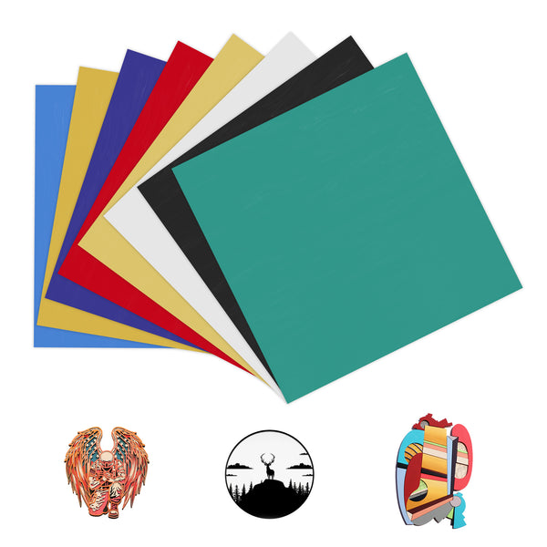 8 feuilles de contreplaqué multicolores 300×300×3 mm (30×30 cm)